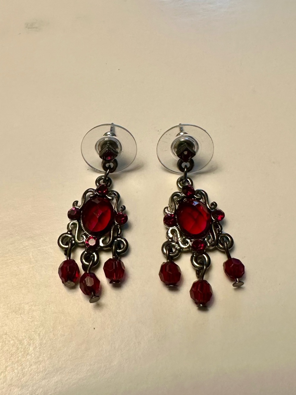 Red Crystal Dangle Earrings
